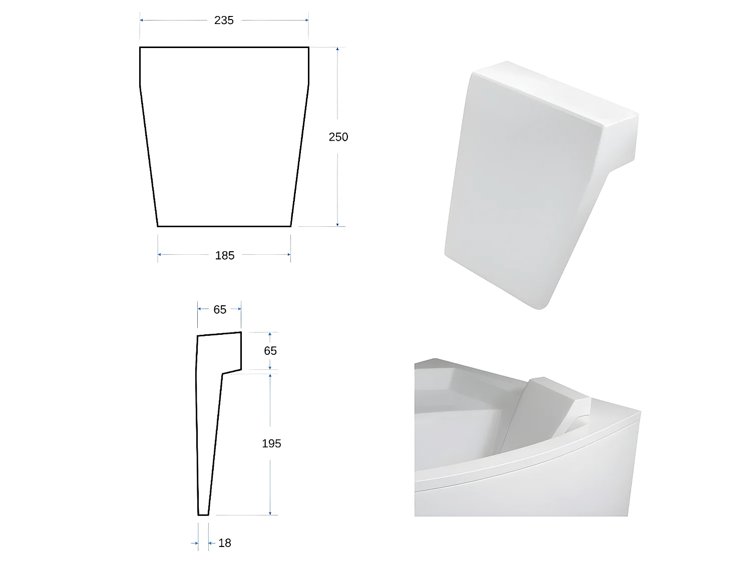 MODERN | Repose Tête pour Baignoire - Blanc