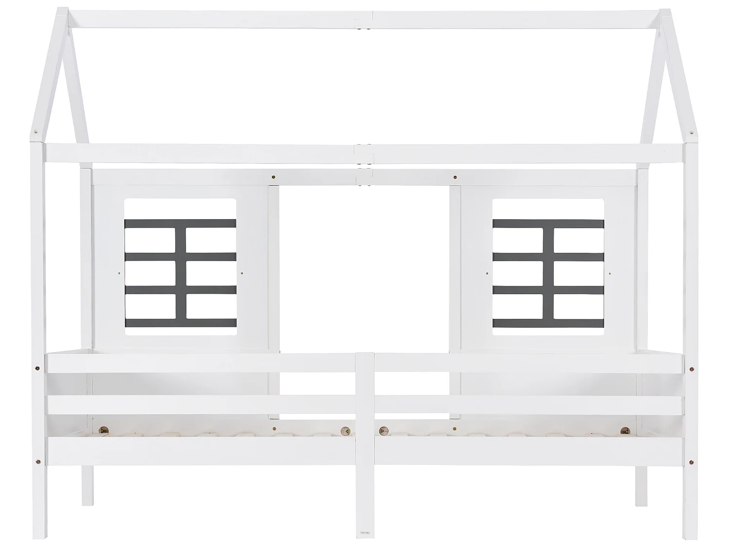 Lit cabane 90 x 200 cm en bois avec fenêtres, blanc