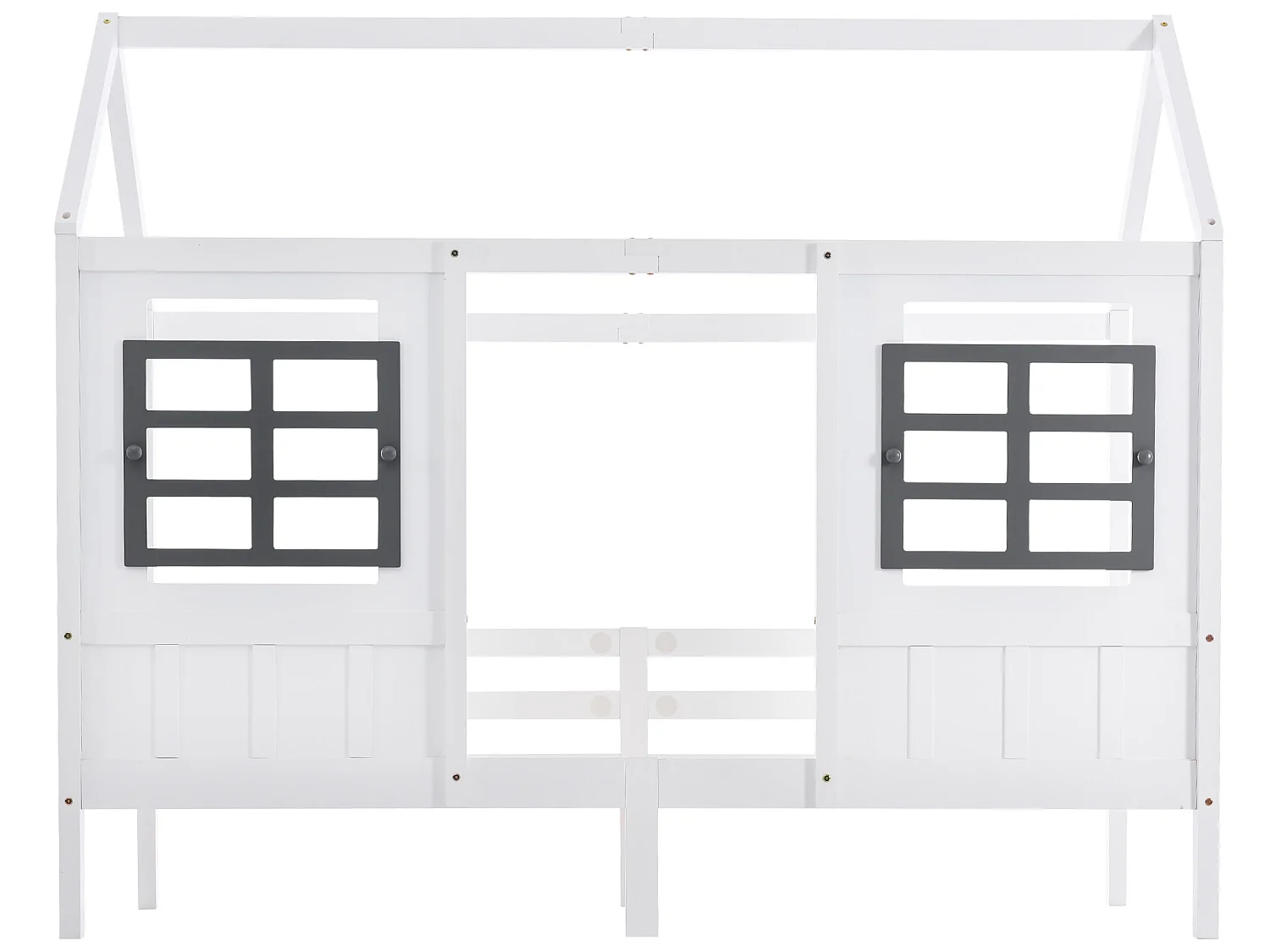 Lit cabane 90 x 200 cm en bois avec fenêtres, blanc