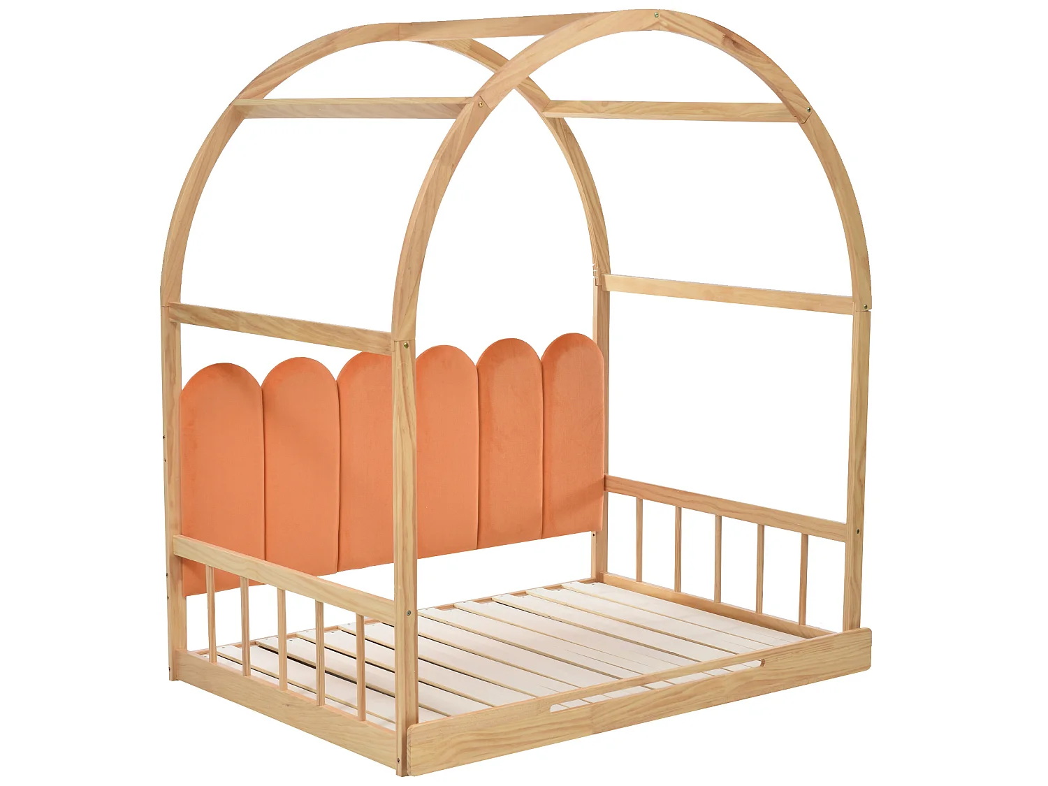 Cama nido 140x200 cm, cama infantil en madera de pino, somier incluido - natural