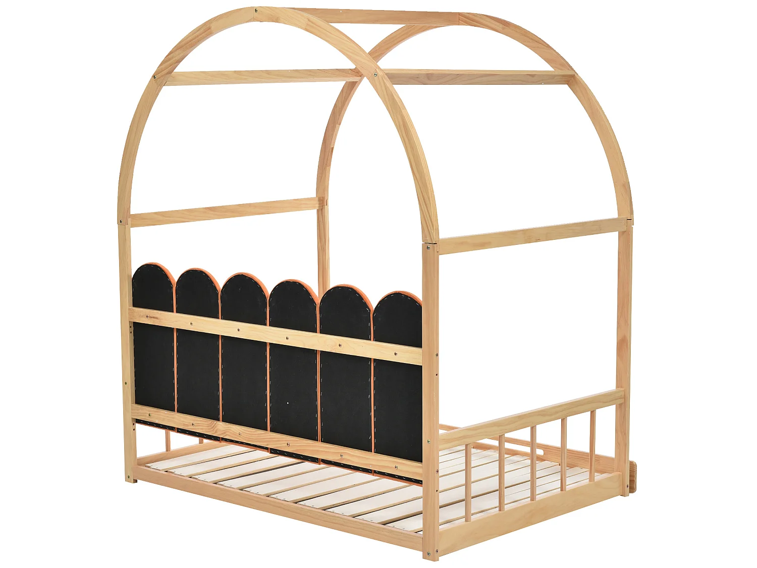 Cama nido 140x200 cm, cama infantil en madera de pino, somier incluido - natural