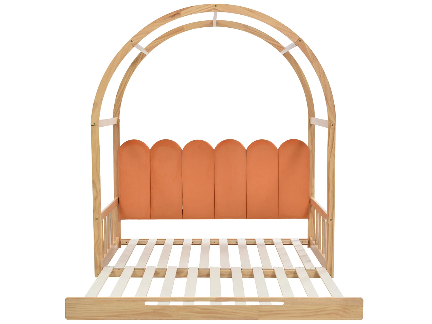 Cama nido 140x200 cm, cama infantil en madera de pino, somier incluido - natural