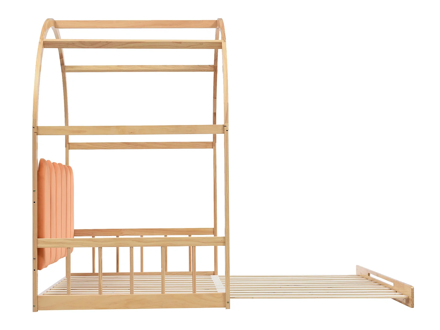 Cama nido 140x200 cm, cama infantil en madera de pino, somier incluido - natural