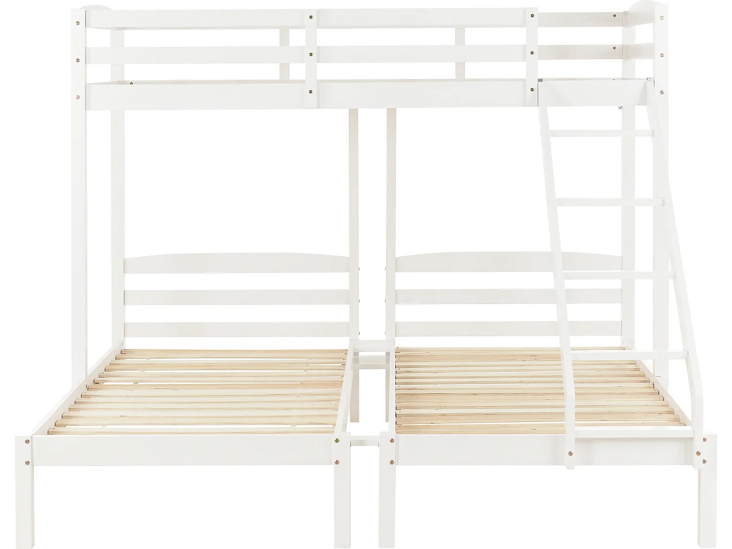 Lit superposé 3 x 90 x 200 cm pour enfant en pin sommier inclus blanc