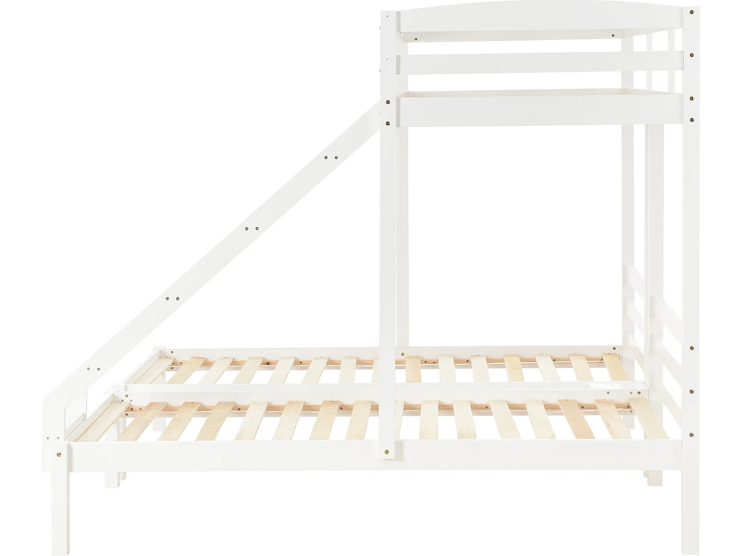 Lit superposé 3 x 90 x 200 cm pour enfant en pin sommier inclus blanc