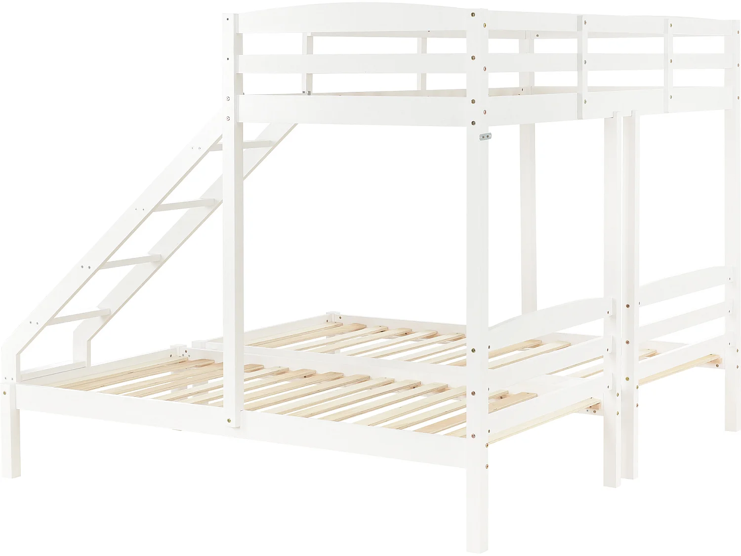 Lit superposé 3 x 90 x 200 cm pour enfant en pin sommier inclus blanc