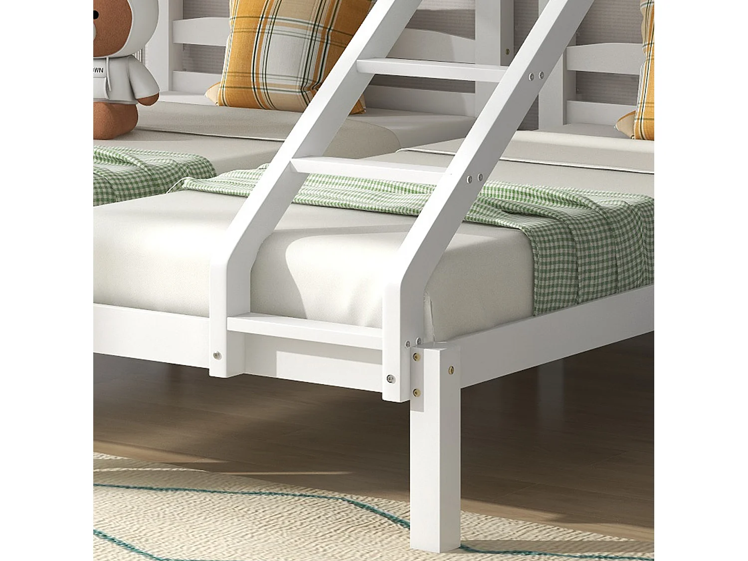 Lit superposé 3 x 90 x 200 cm pour enfant en pin sommier inclus blanc