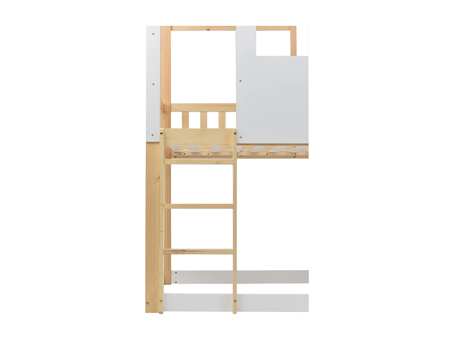 Letto a castello per bambini 90 x 200 cm con scivolo + rete, colori: naturale e bianco