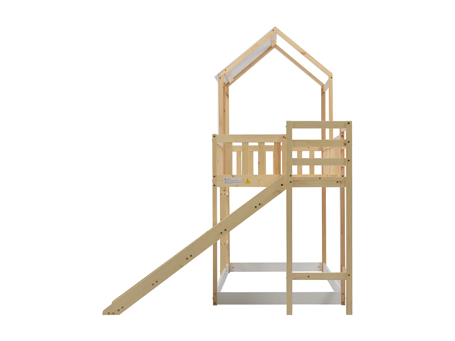 Letto a castello per bambini 90 x 200 cm con scivolo + rete, colori: naturale e bianco