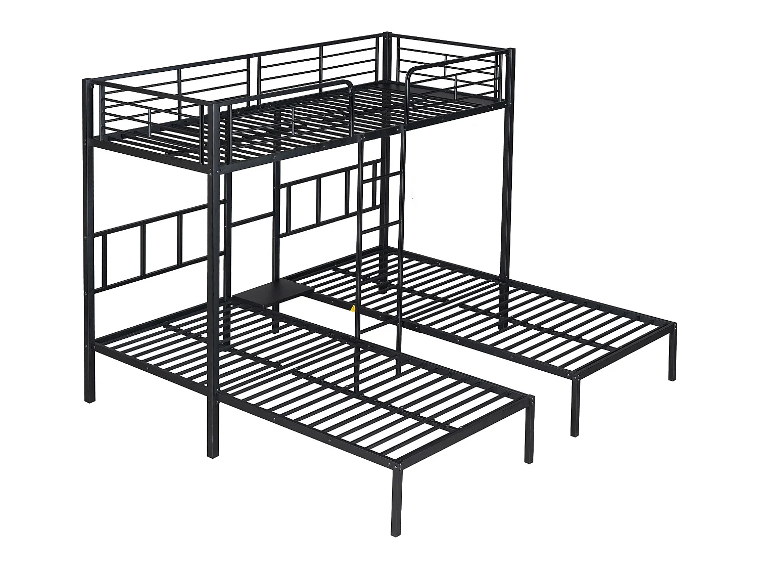 Stapelbed met nachtkastje - 3 x 90 x 200 cm - metaal - kleur: zwart