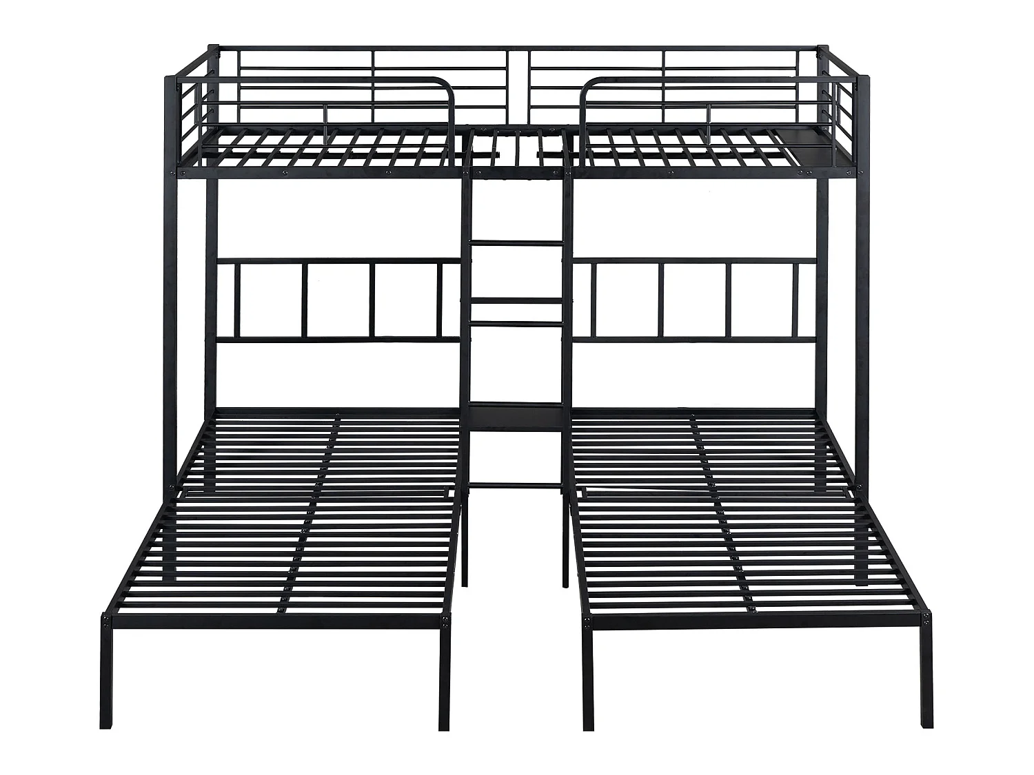 Stapelbed met nachtkastje - 3 x 90 x 200 cm - metaal - kleur: zwart