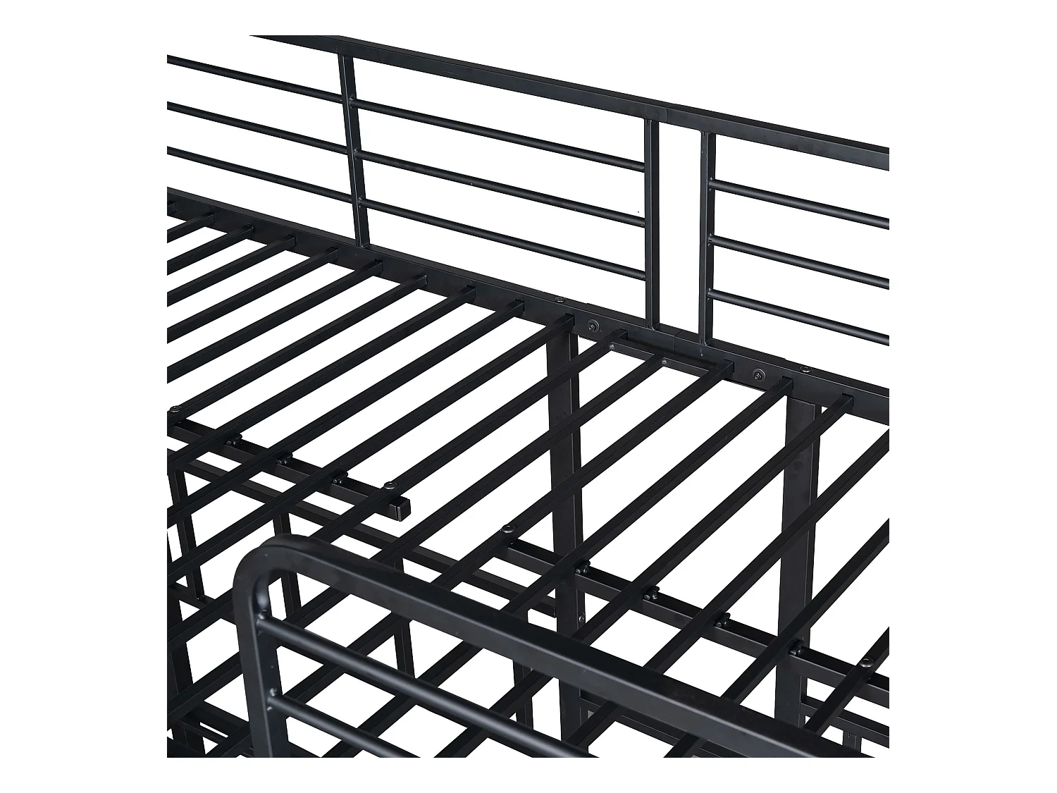 Stapelbed met nachtkastje - 3 x 90 x 200 cm - metaal - kleur: zwart