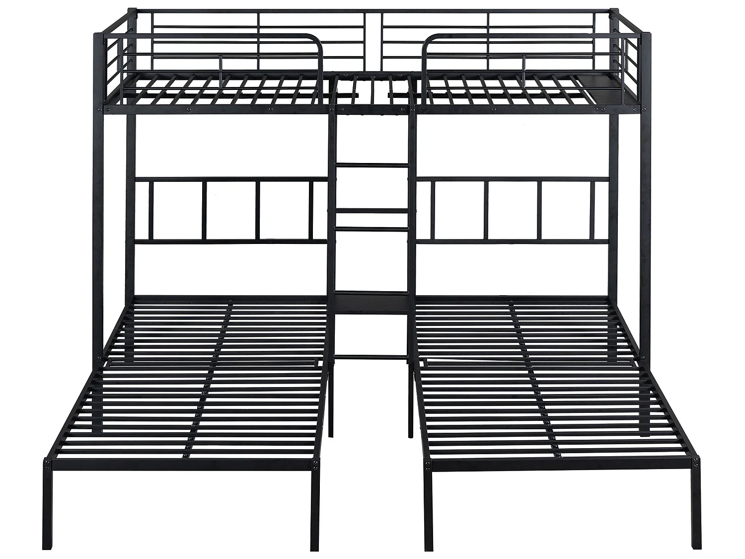 Stapelbed met nachtkastje - 3 x 90 x 200 cm - metaal - kleur: zwart