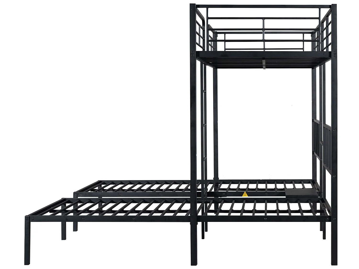 Stapelbed met nachtkastje - 3 x 90 x 200 cm - metaal - kleur: zwart