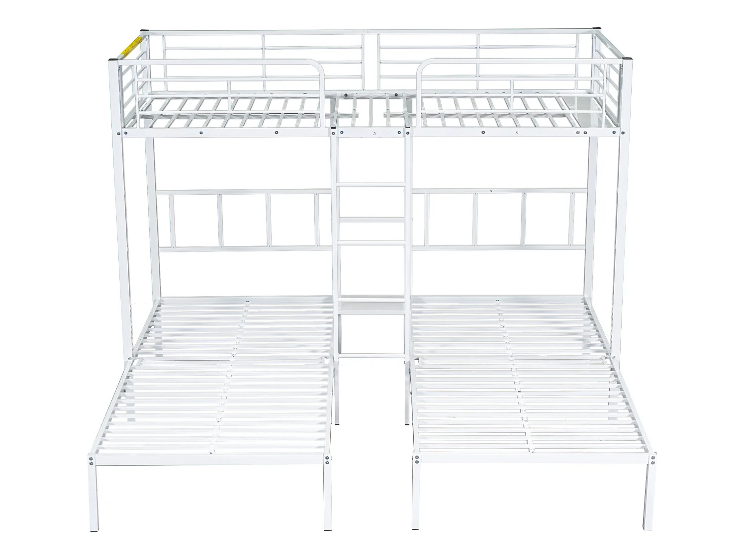 Lit superposé avec table de chevet - 3 x 90 x 200 cm - métal - coloris: blanc