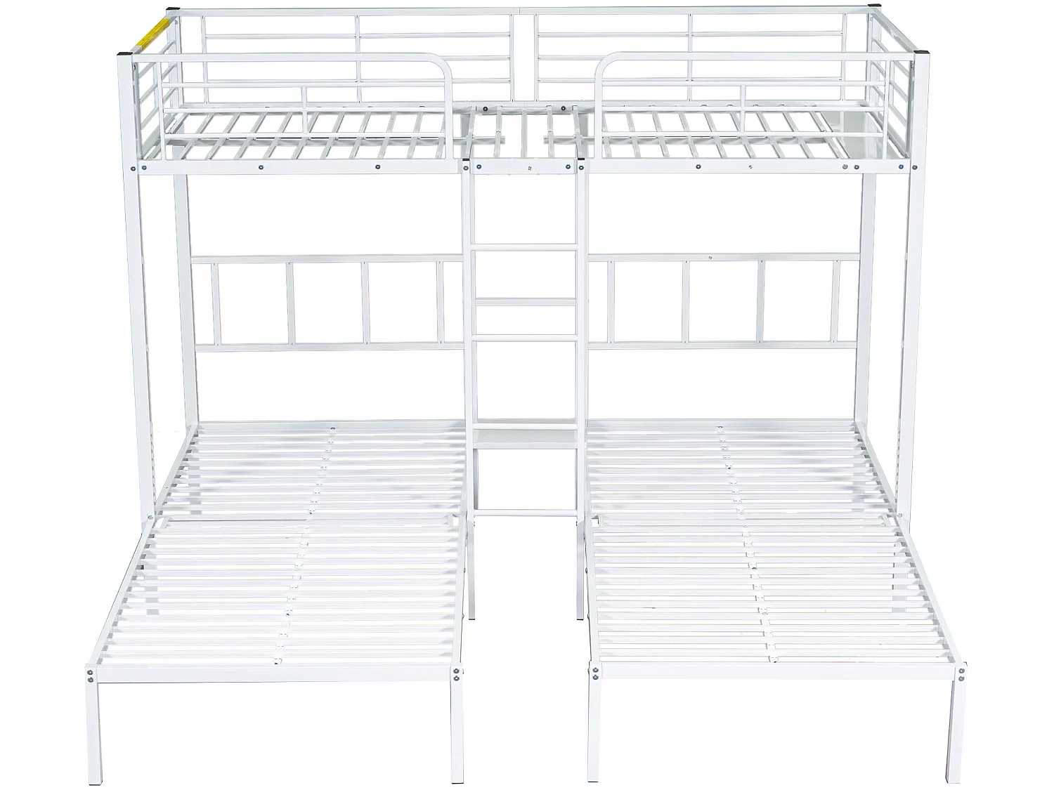 Lit superposé avec table de chevet - 3 x 90 x 200 cm - métal - coloris: blanc