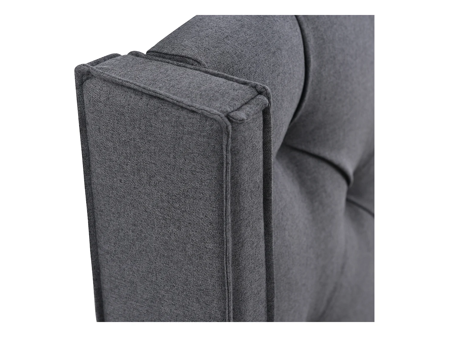 Lit coffre 90x200 cm rembourré en coton, sommier inclus, gris foncé