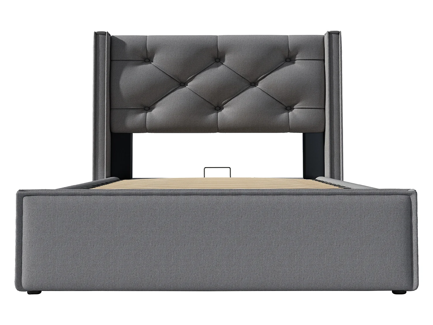 Bettkasten 90 x 200 cm, gepolstert mit Baumwolle, inklusive Boxspringbett, dunkelgrau