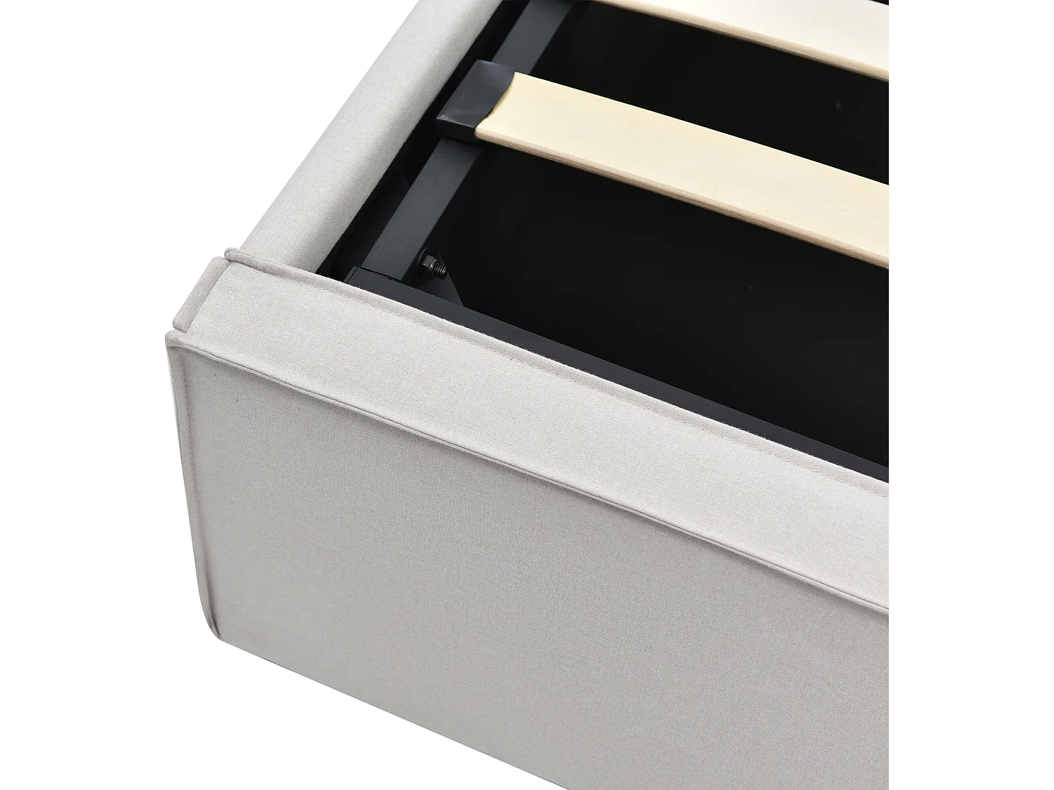 Lit coffre 90x200 cm rembourré en coton, sommier inclus, gris clair