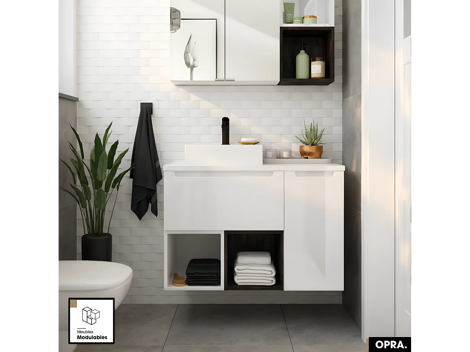 Meuble sous vasque | OPRA | Blanc | 60 × 30 × 45 cm