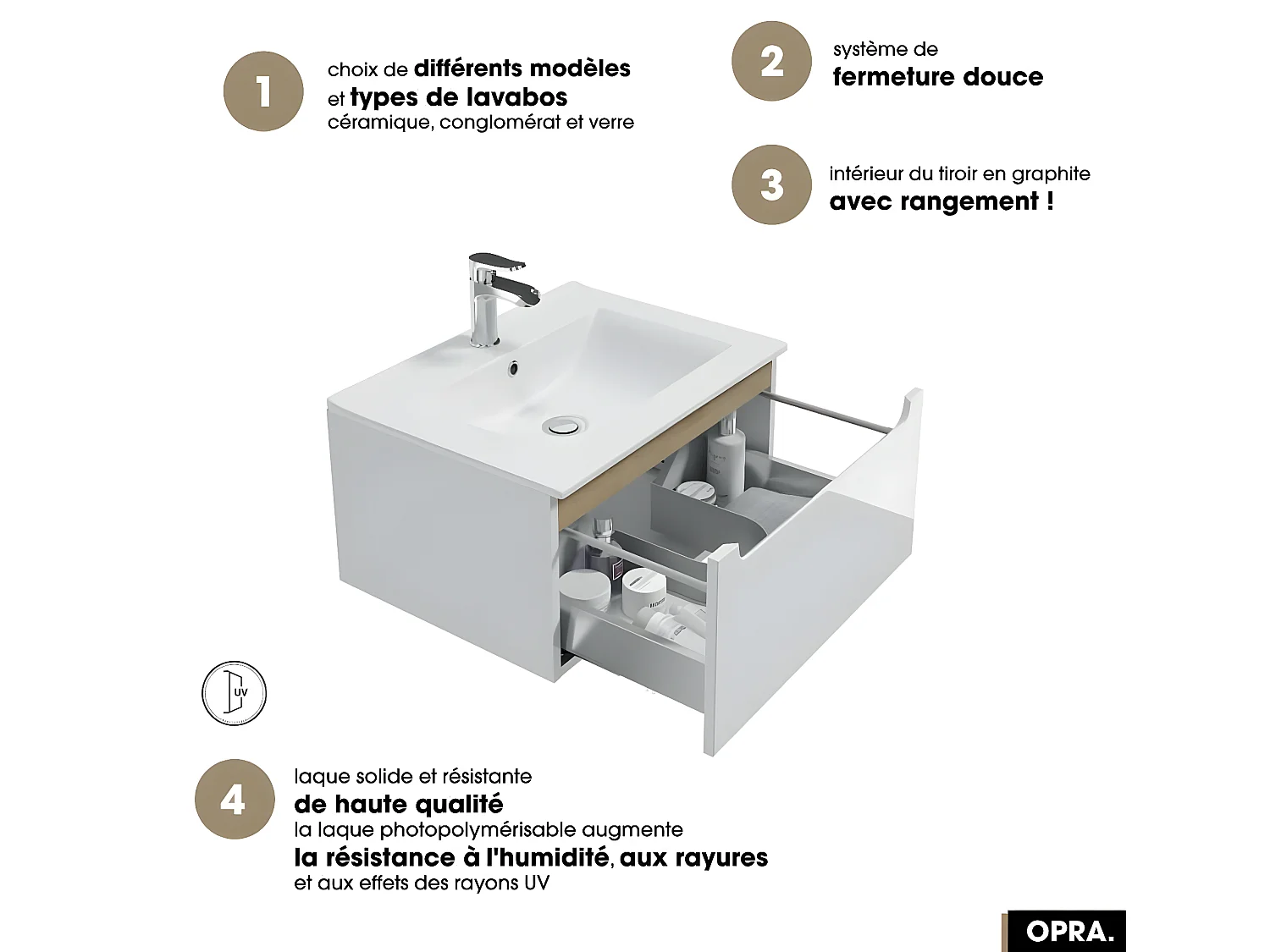 Meuble sous vasque | OPRA | Blanc | 60 × 30 × 45 cm