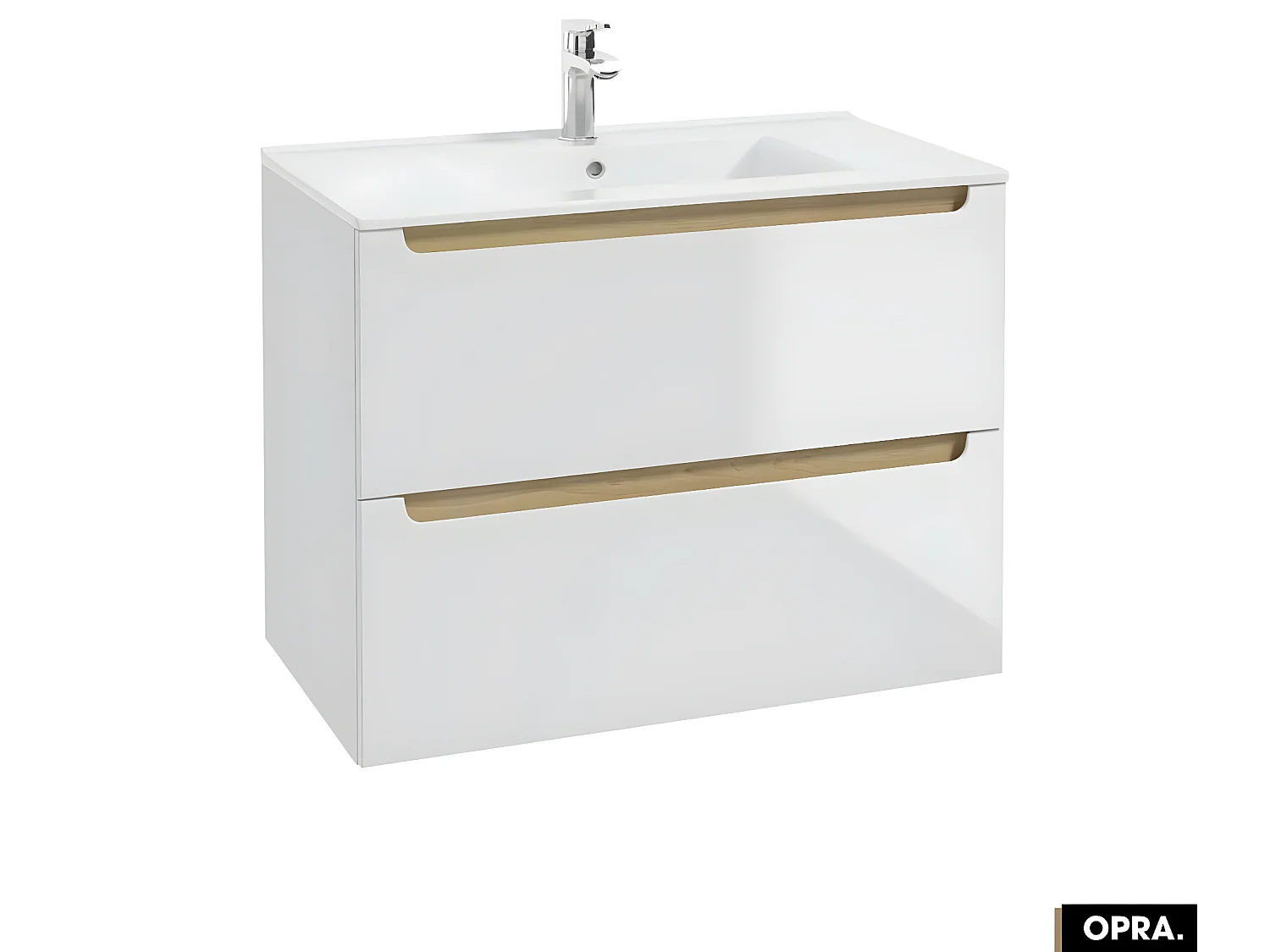 Ensemble meuble sous vasque avec vasque - Siphon OFFERT | PURE | Blanc | 80 x 60 x 45 cm