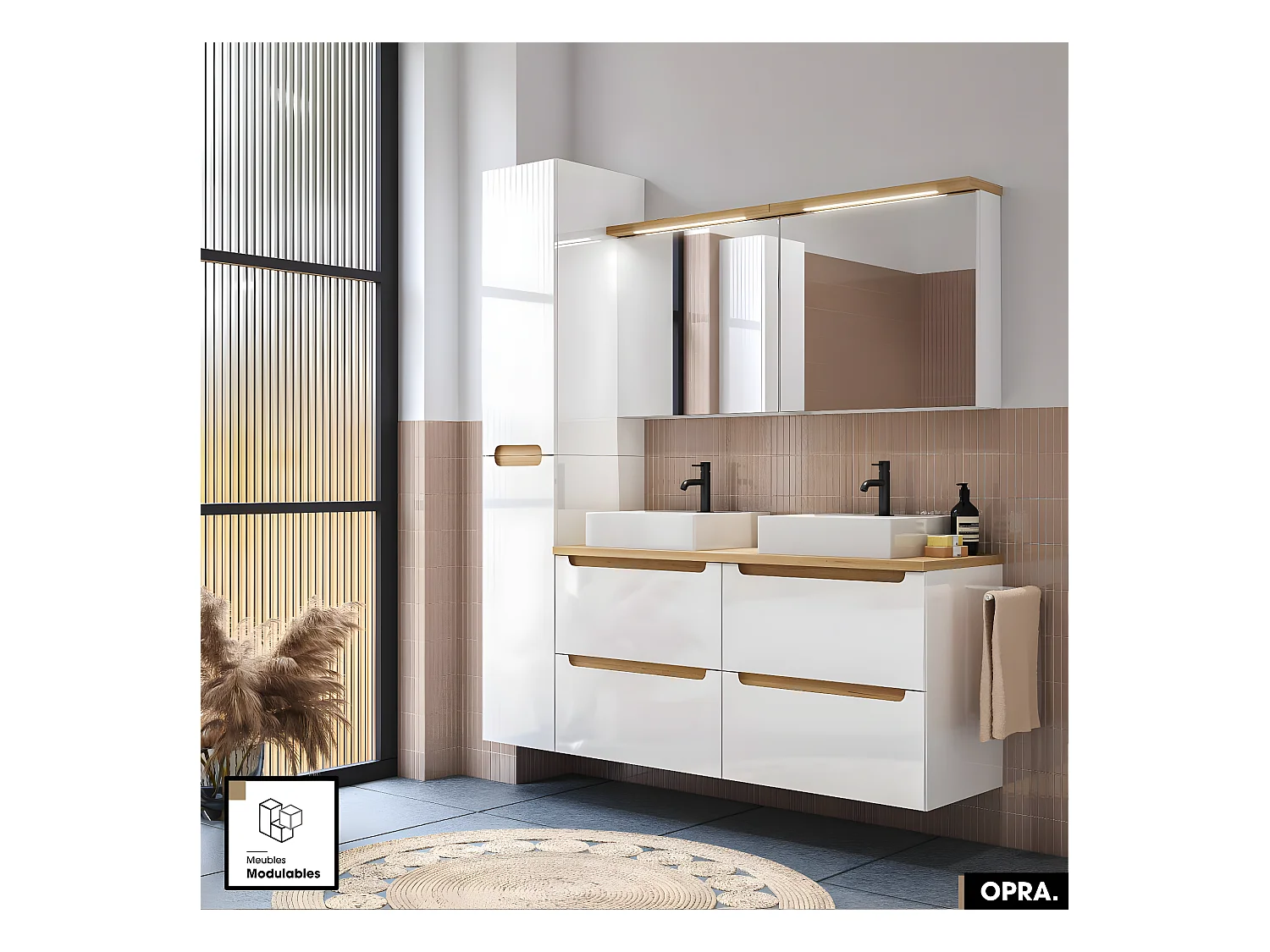 Meuble sous vasque | OPRA | Blanc | 80 × 60 × 45 cm
