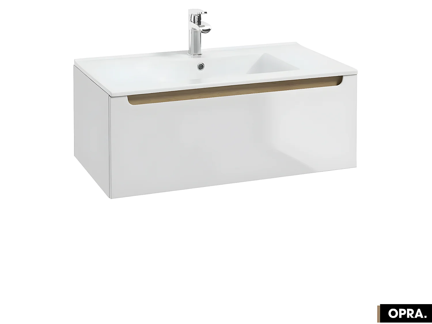 Ensemble meuble sous vasque avec vasque - Siphon OFFERT | PURE | Blanc | 80 x 30 x 45 cm
