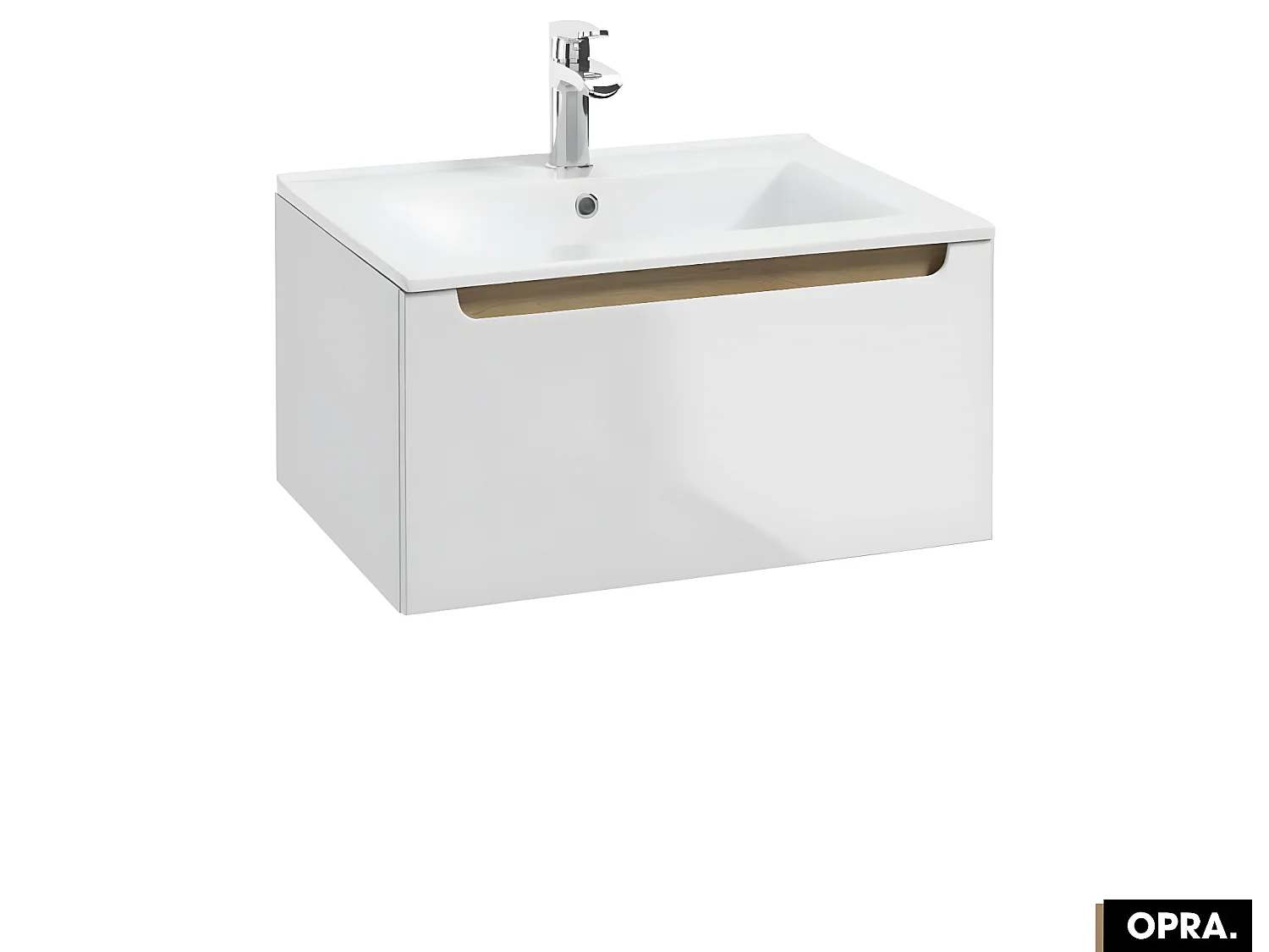 Ensemble meuble sous vasque avec vasque - Siphon OFFERT | PURE | Blanc | 60 x 30 x 45 cm