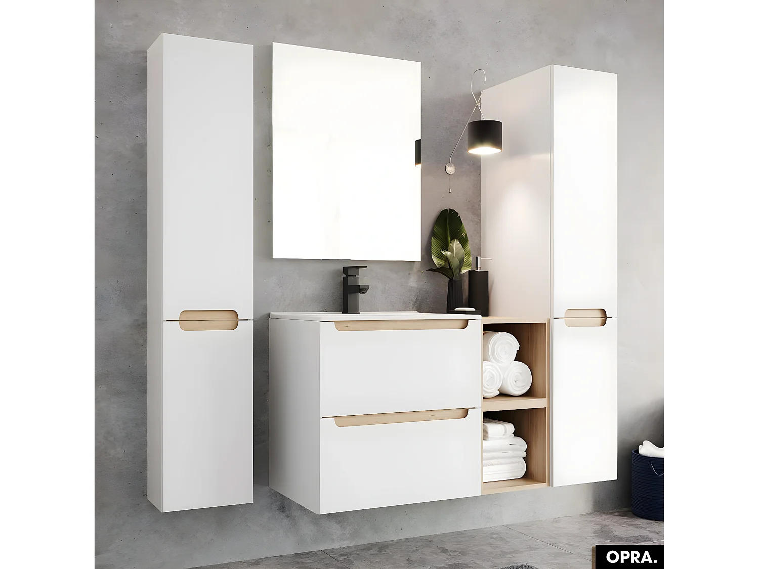 Ensemble meuble sous vasque avec vasque - Siphon OFFERT | PURE | Blanc | 60 x 60 x 45 cm