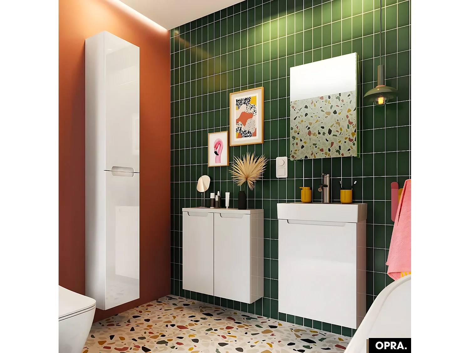 Meuble lave-mains avec vasque - Siphon OFFERT | OPRA | Blanc | 47 x 60 x 30 cm