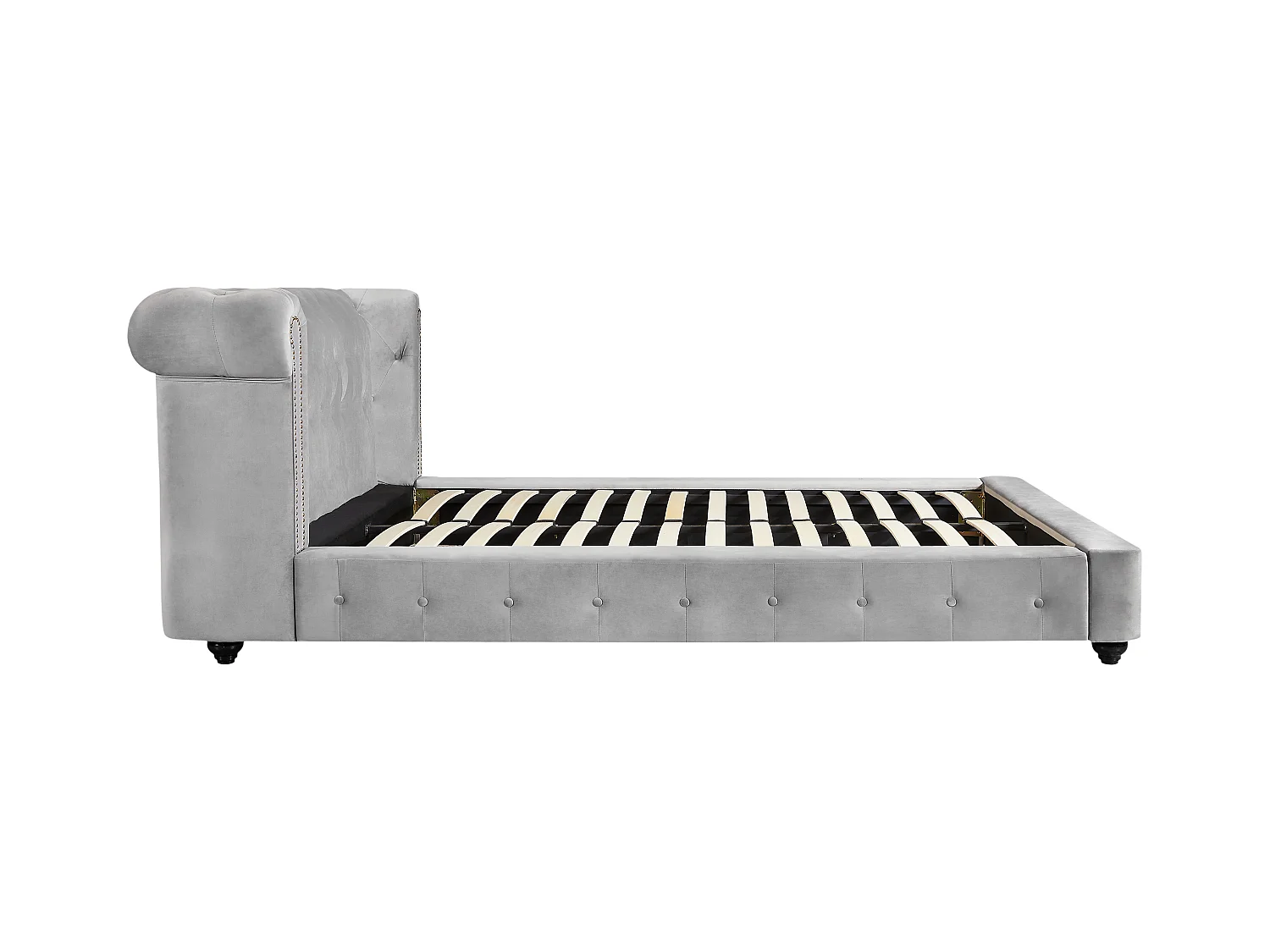 Chesterfieldbed 160 x 200 cm - Velours - Lichtgrijs - TONGERLA