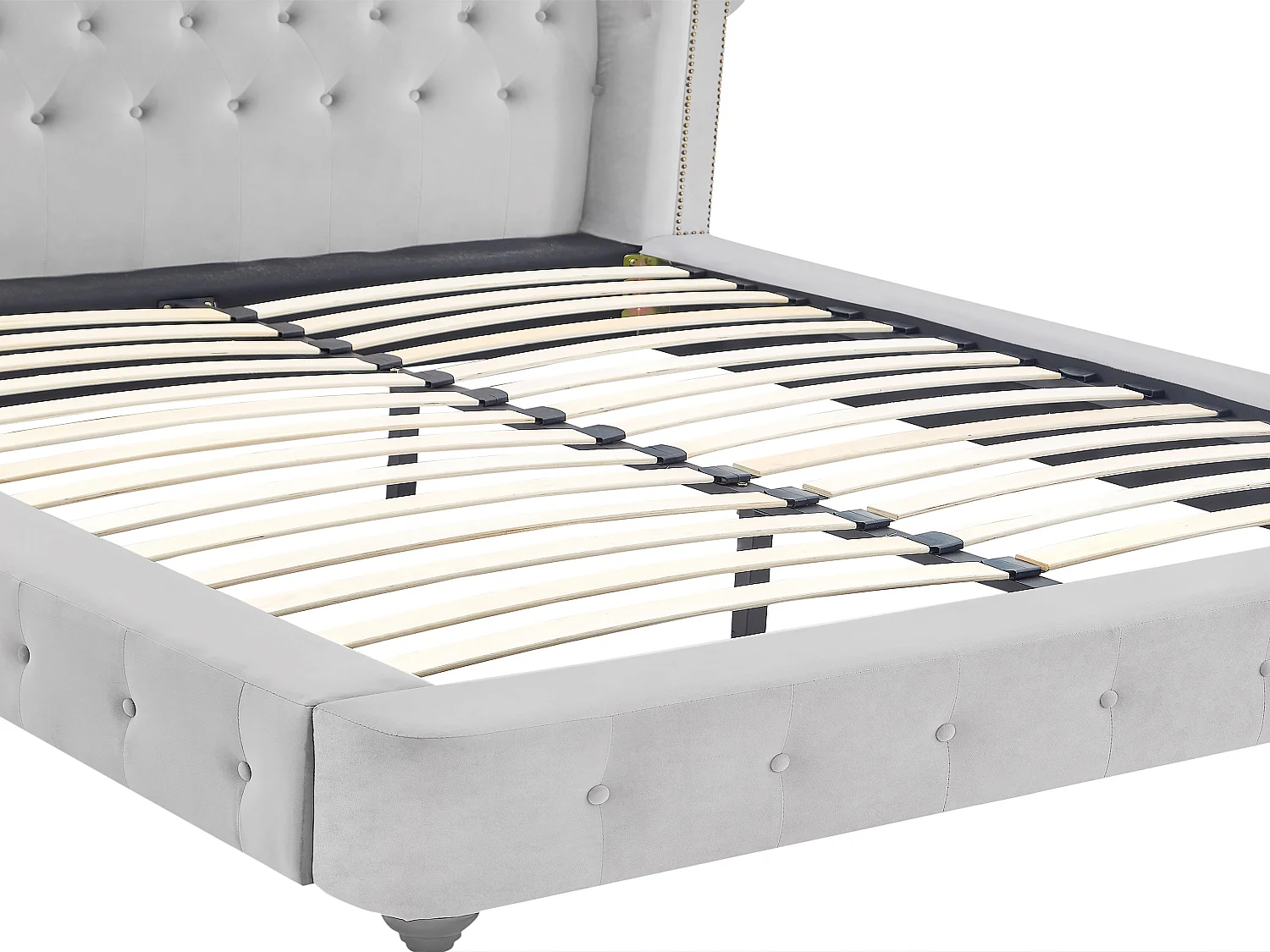 Lit chesterfield 180 x 200 cm - Velours - Gris clair - TONGERLA