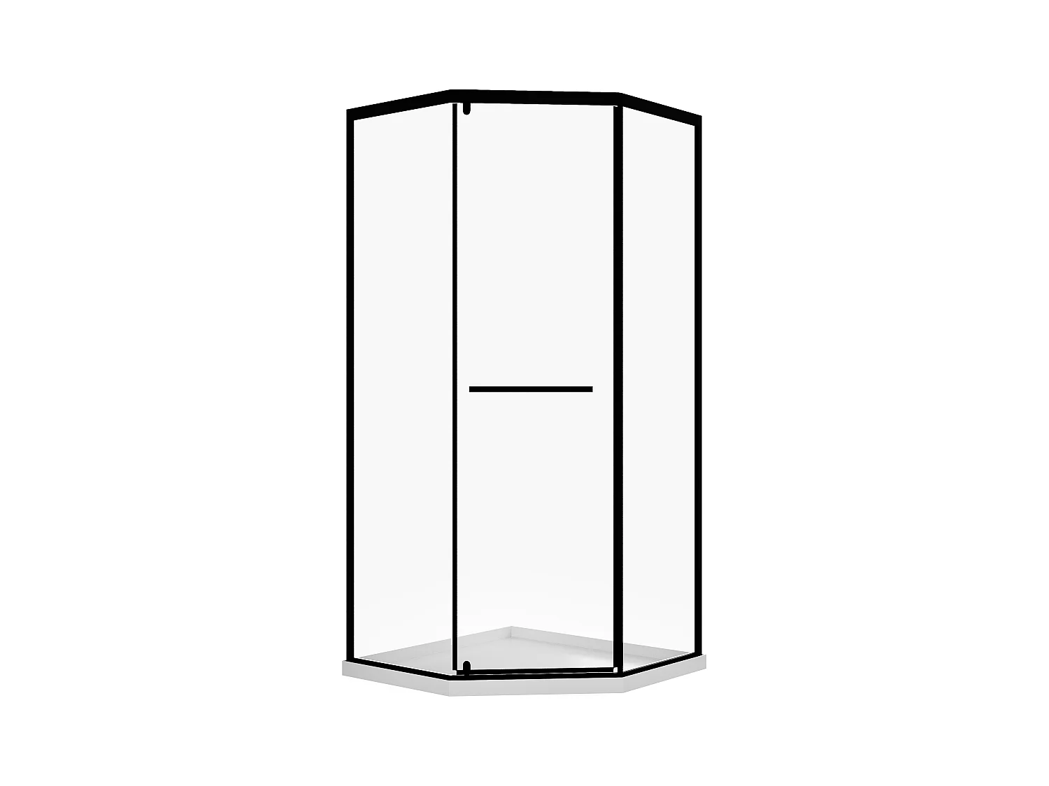 Painel de duche pentagonal com base recetora 90x90x195 cm preto mate - CRISTELIO