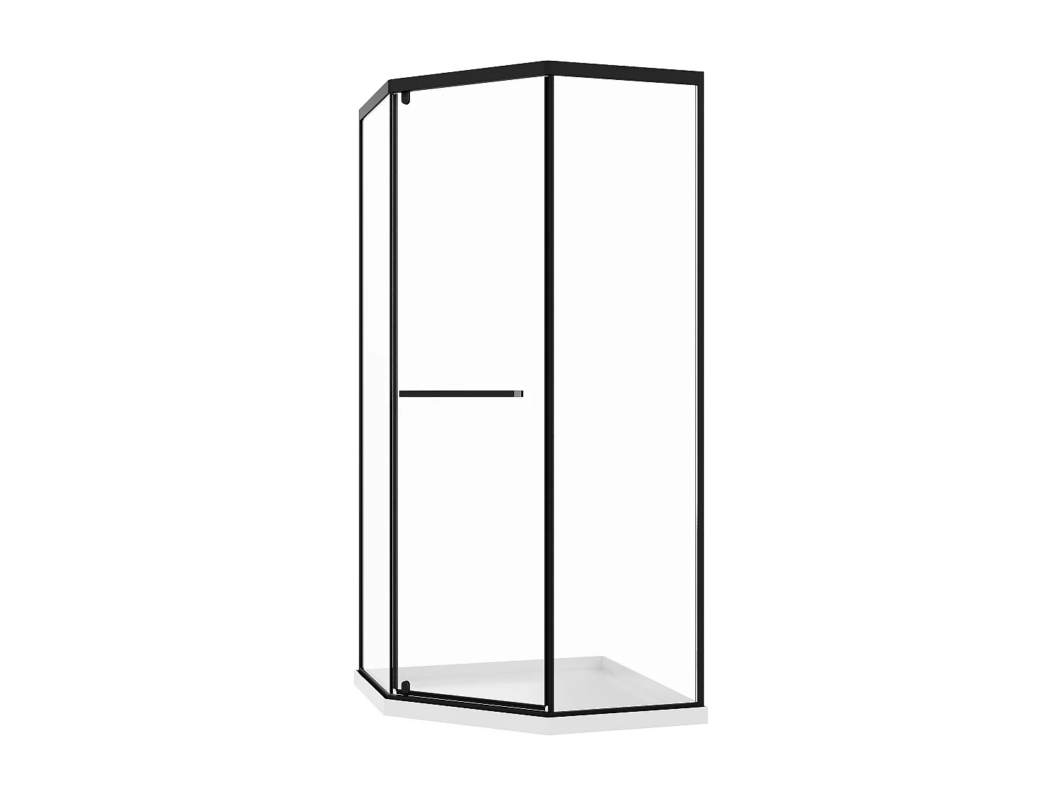 Painel de duche pentagonal com base recetora 90x90x195 cm preto mate - CRISTELIO