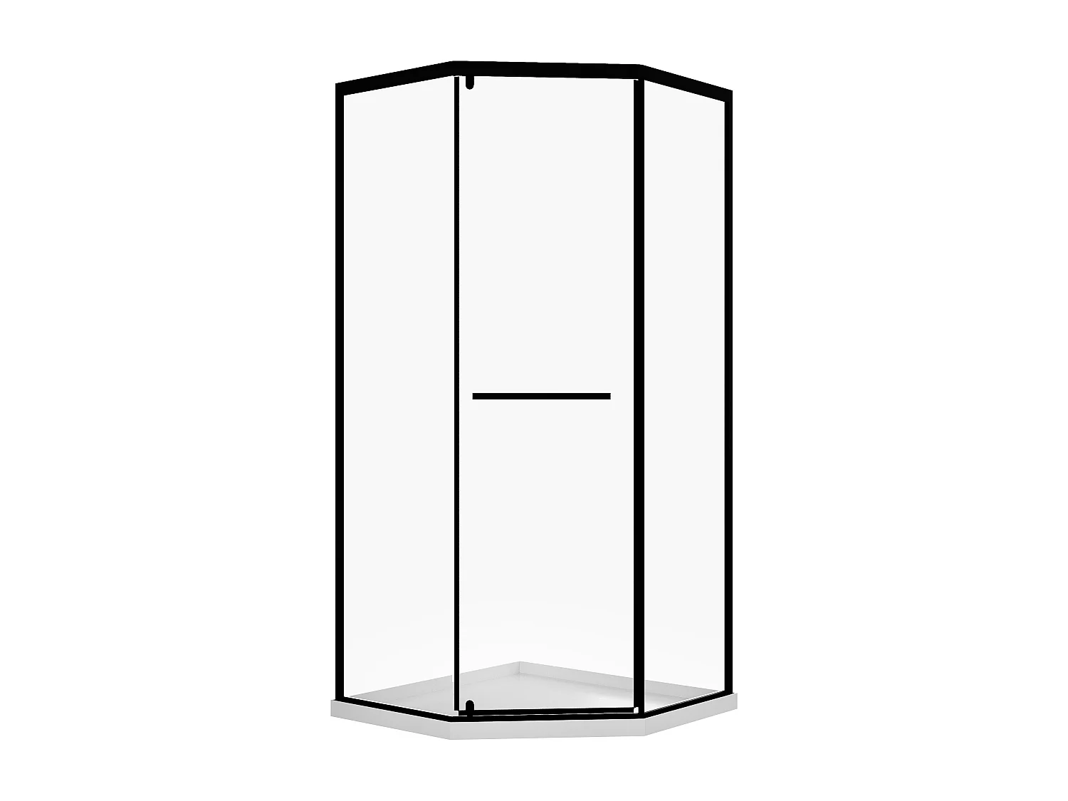 Ścianka prysznicowa pięciokątna z brodzikiem - 90 x 90 x 195 cm - Czarny mat - CRISTELIO
