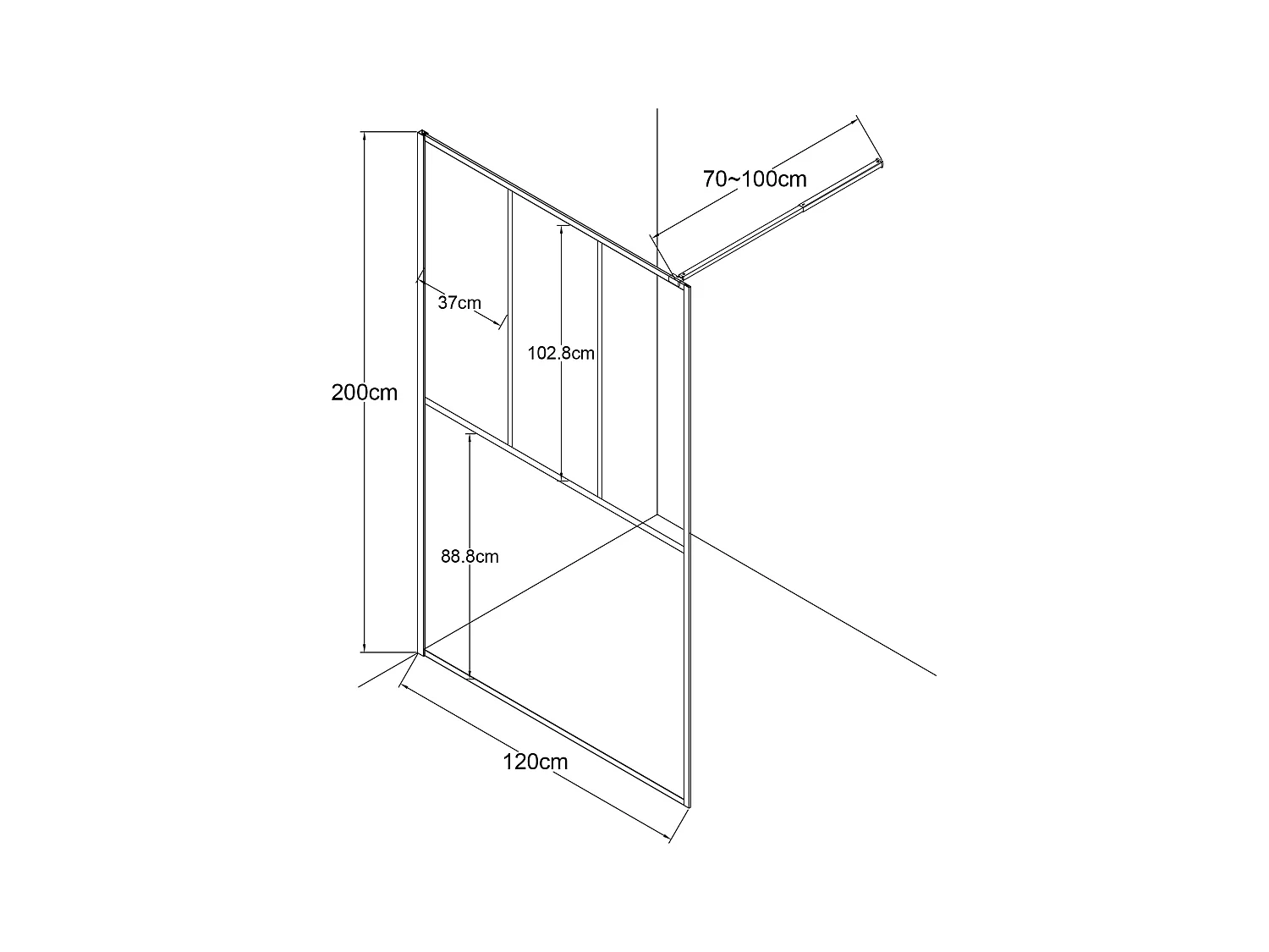 Italiaanse douchewand - Mat zwart - 120 x 200 cm - BAMBESA