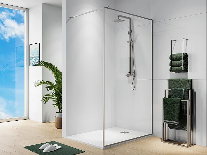 Painel de duche estilo italiano 120 x 200 cm - cinza-escuro - vidro temperado - AMBERI