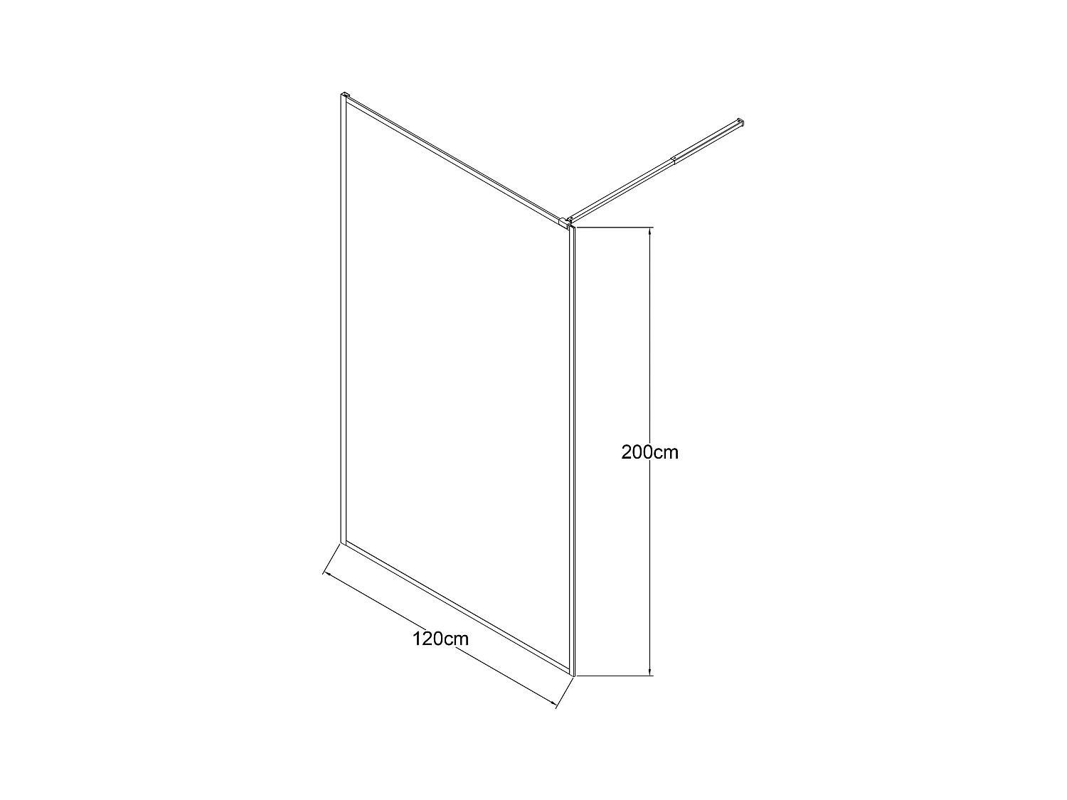 Dusjvegg i italiensk stil - 120 x 200 cm - Gun metall - herdet glass - AMBERI