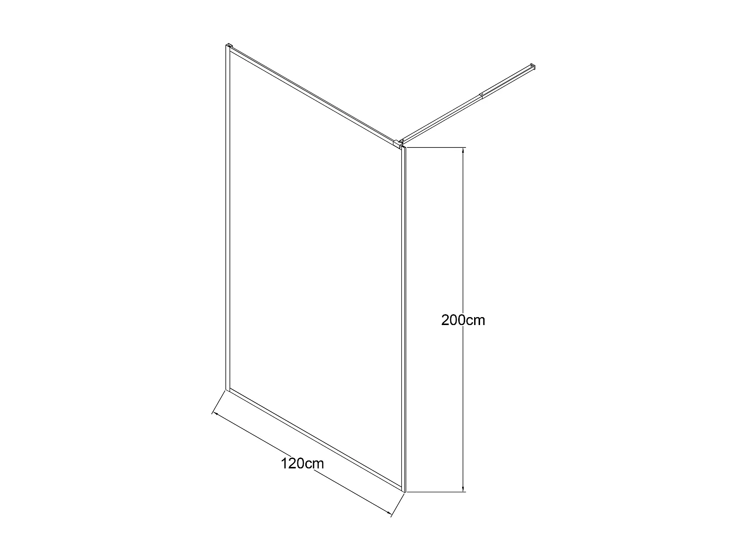 Bruseafskærmning i italiensk stil - 120 x 200 cm - Gun metal - Hærdet glas - AMBERI