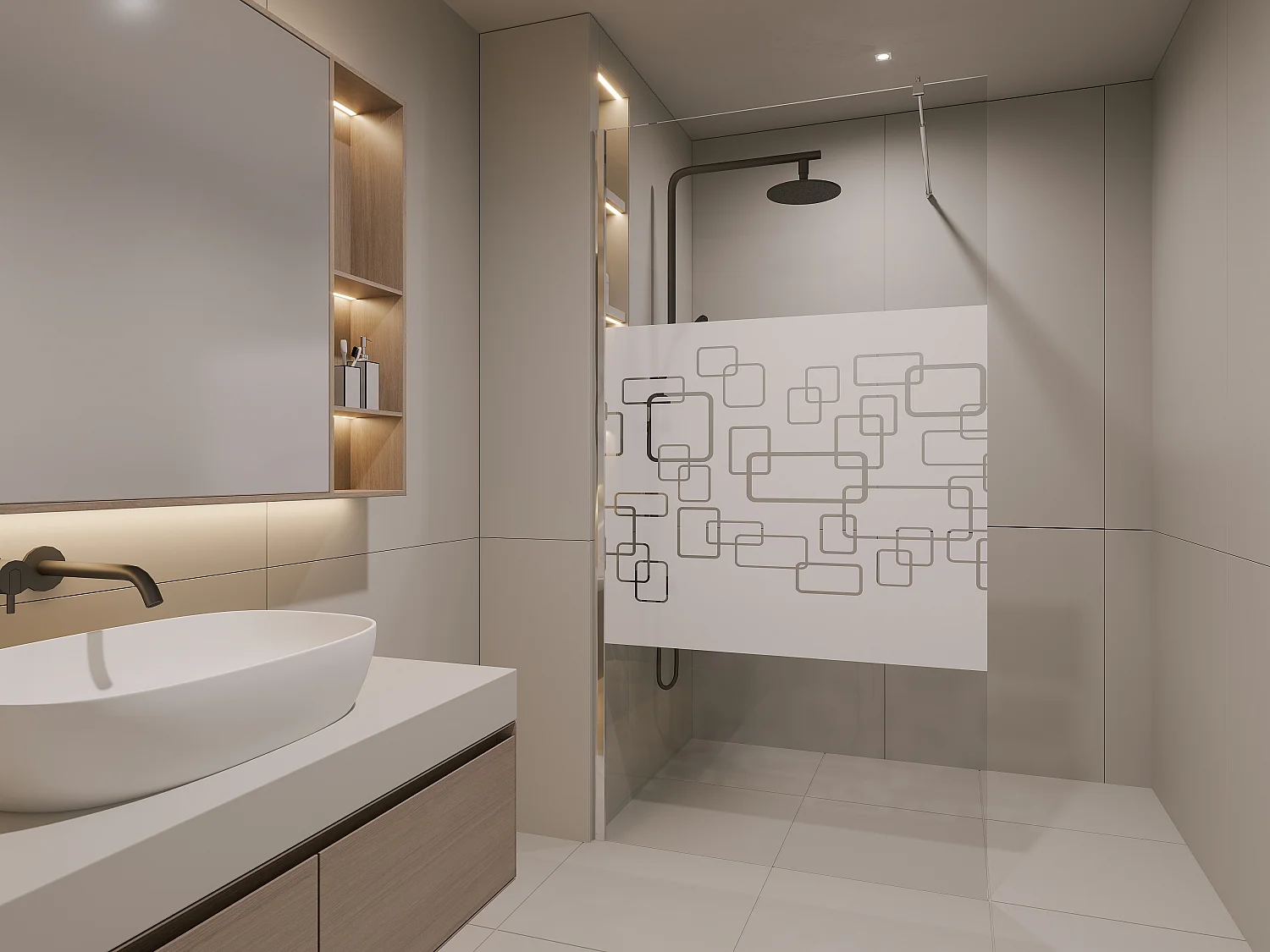 Paroi de douche à l'italienne sérigraphiée - 120 x 200 cm - PAULINA