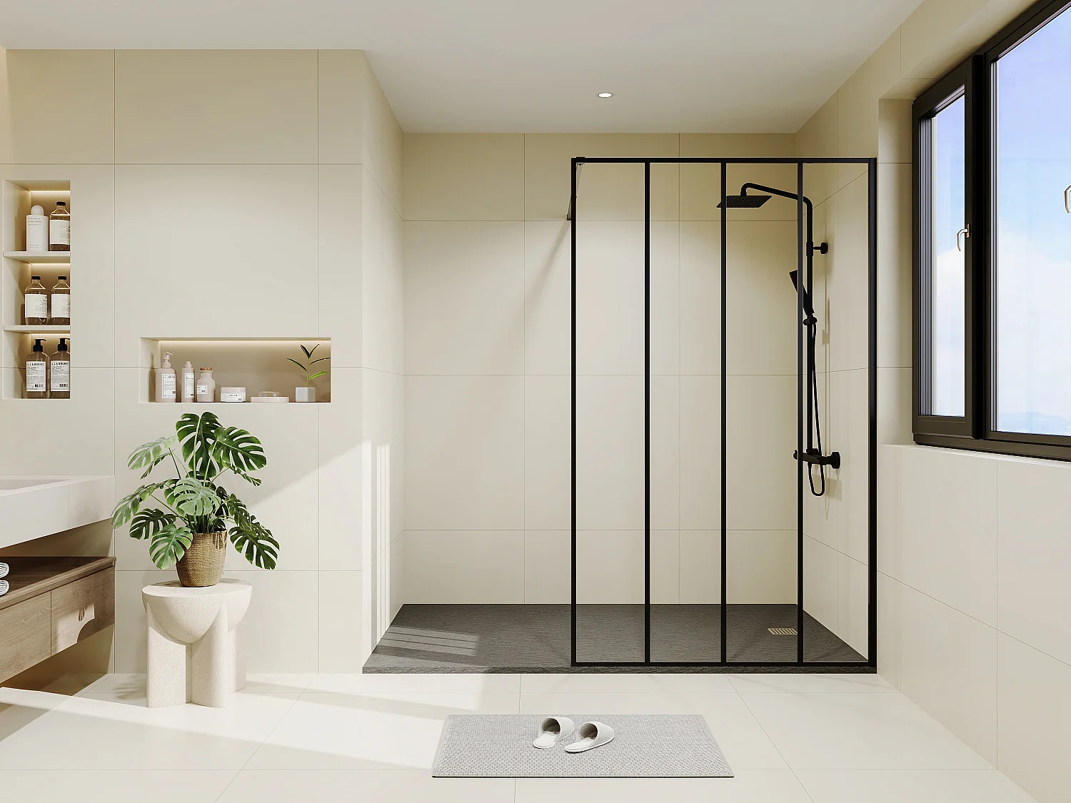 Paroi de douche à l'italienne style industriel - 120 x 200 cm - ATALIA II