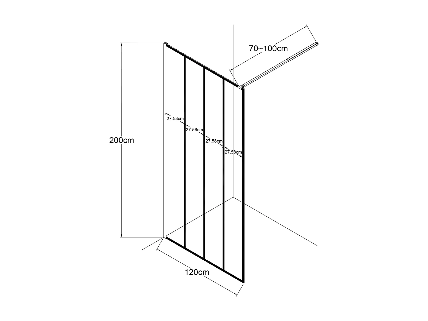 Ścianka prysznicowa w industrialnym stylu ATALIA - 120*200 cm
