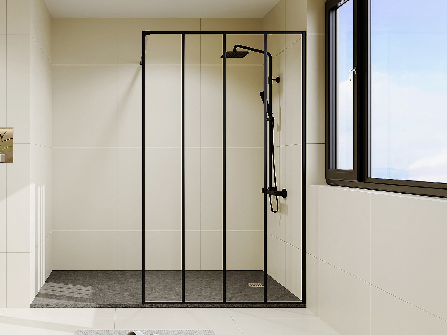 Industristil walk-in dusjvegg - 120 x 200 cm - ATALIA II