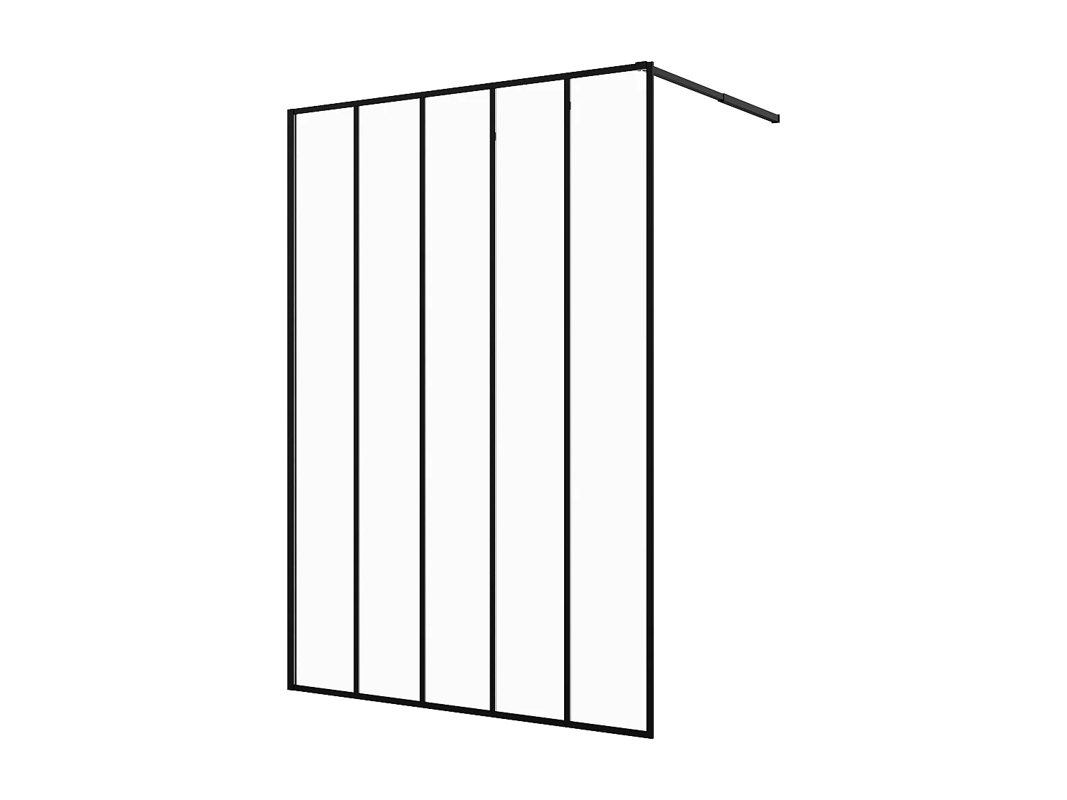 Duschtrennwand Seitenwand italienische Dusche - Industrial Style - Schwarz matt - 140 x 200 cm - ATALIA II