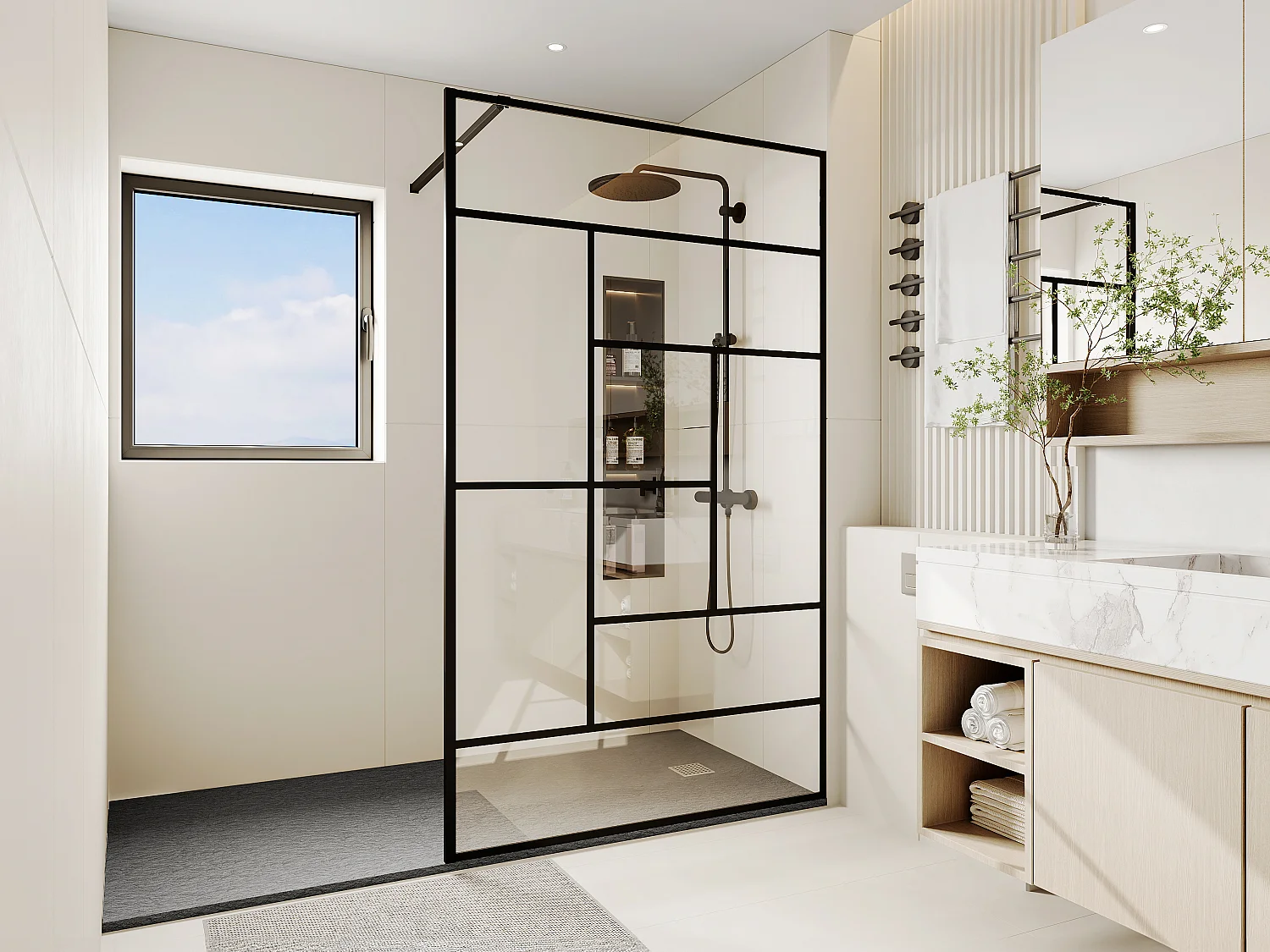 Paroi de douche à l'italienne style industriel - 120 x 200 cm - SEFANA II