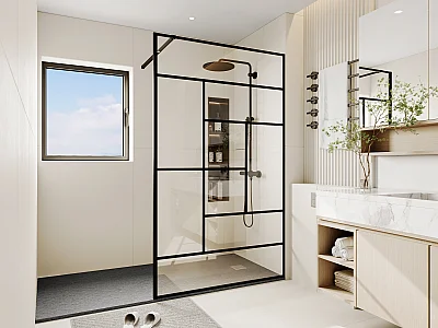Paroi de douche à l'italienne style industriel - 120 x 200 cm - SEFANA II
