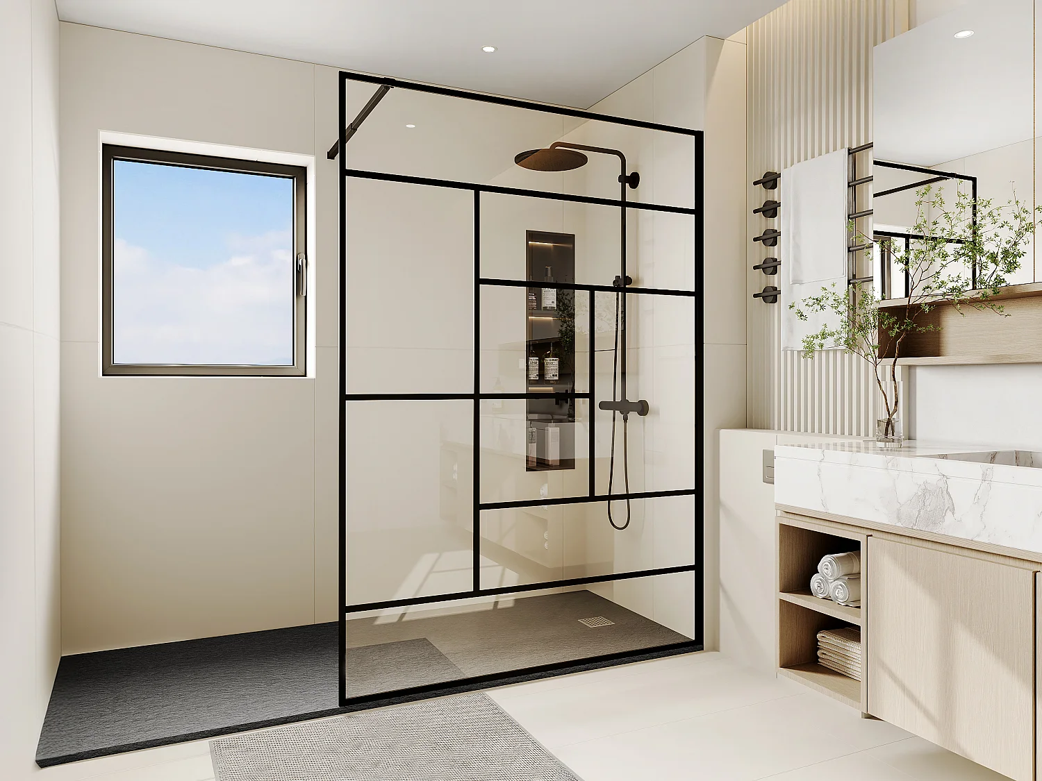 Paroi de douche à l'italienne style industriel - 140 x 200 cm - SEFANA II