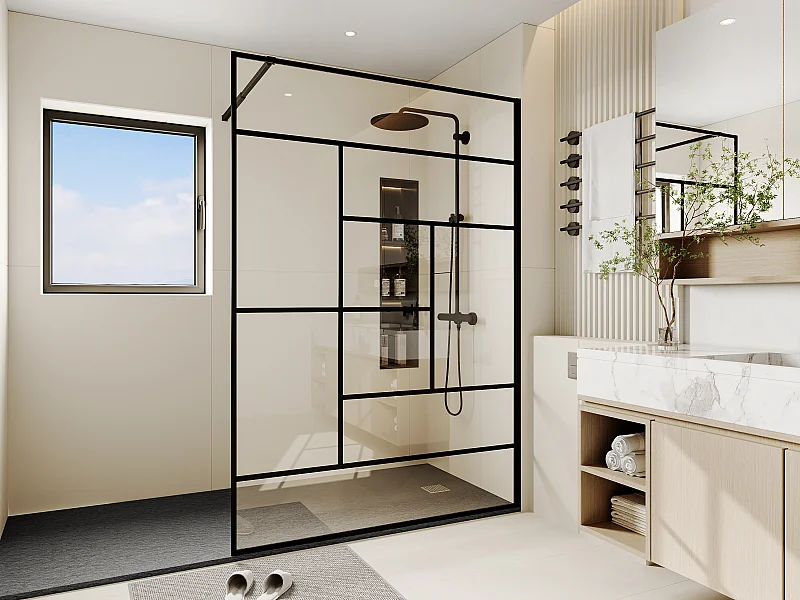 Paroi de douche à l'italienne style industriel - 140 x 200 cm - SEFANA II