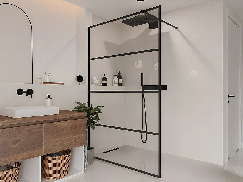 Paroi de douche à l'italienne style industriel - 120 x 200 cm - INAYA II